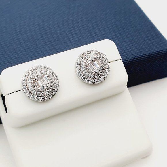 925 Sterling Silver Plated CZ Earrings, EVBRS573 - Picture 4 of 10